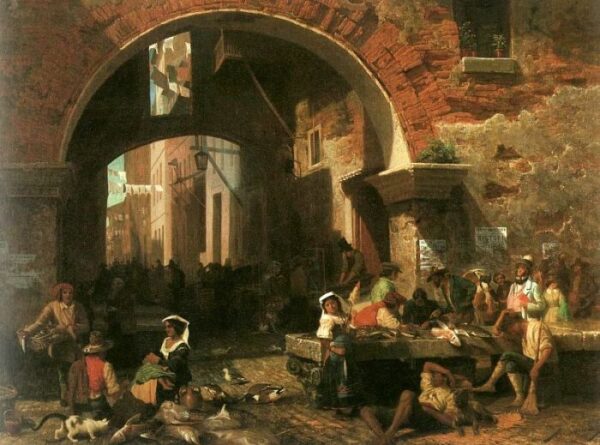 The Arch Of Octavius (The Roman Fish Market) by Albert Bierstadt, hand-painted oil painting reproduction