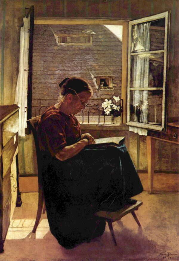 The Artist’s Mother by Hans Thoma, hand-painted oil painting reproduction