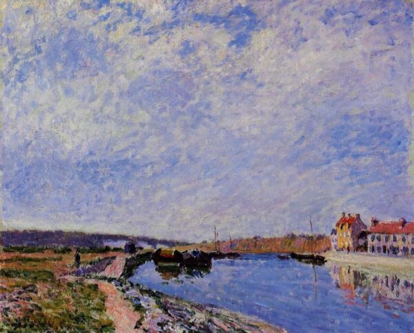 The Barge Port and Saint-Mammes by Alfred Sisley, hand-painted oil painting reproduction