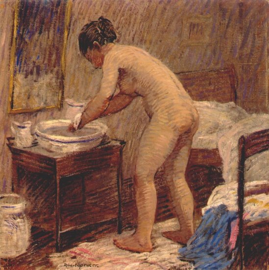 The Bath by Robert Spencer, hand-painted oil reproduction