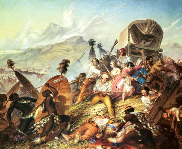 The Battle of Blauwkrantz 1838 by Thomas Baines, hand-painted oil reproduction