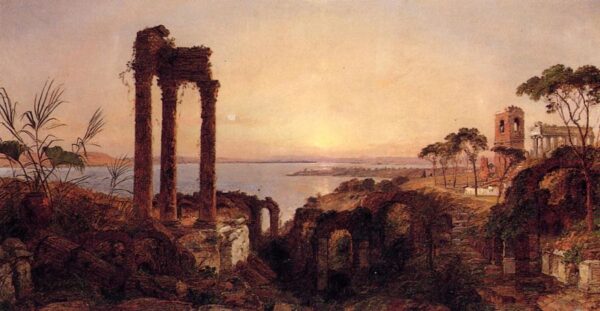The Bay of Naples by Jasper Francis Cropsey, hand-painted oil reproduction
