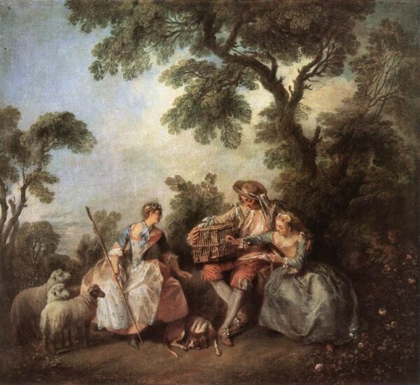 The Bird Cage by Nicolas Lancret, hand-painted oil painting reproduction