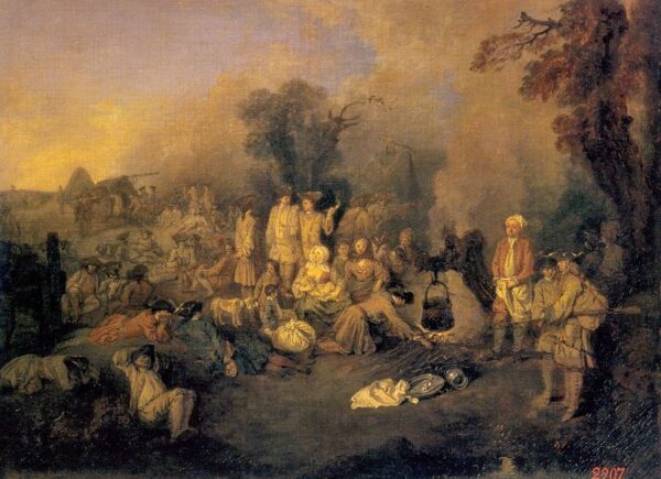The Bivouac by Antoine Watteau, hand-painted oil painting reproduction