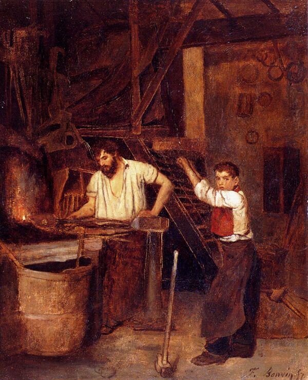 The Blacksmith’s Shop by François Bonvin, hand-painted oil painting reproduction