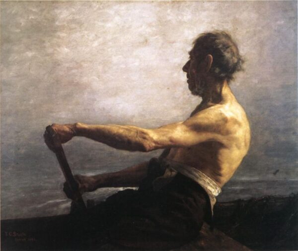 The Boatman by Theodore Clement Steele, hand-painted oil painting reproduction