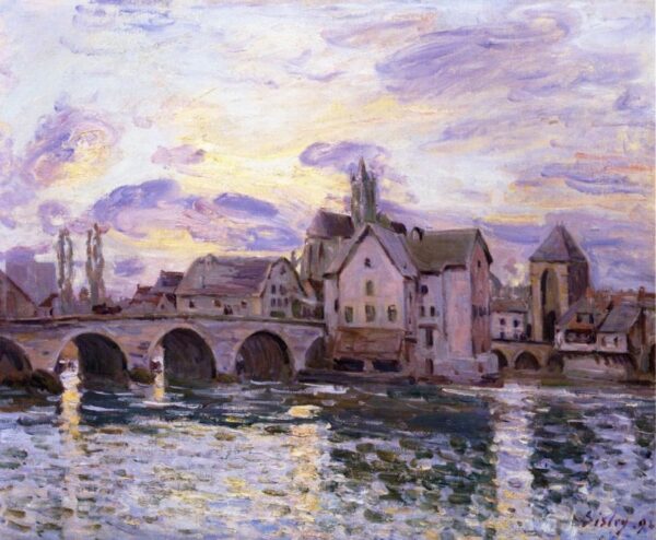 The Bridge at Moret at Sunset by Alfred Sisley, hand-painted oil painting reproduction