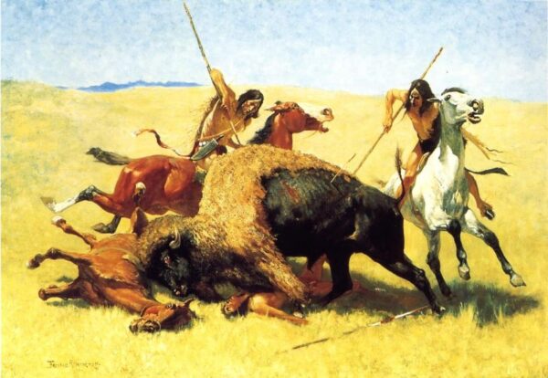 The Buffalo Hunt by Frederic Remington, hand-painted oil painting reproduction