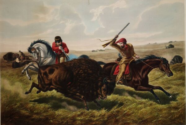 Life on the Prairie – The Buffalo Hunt by Arthur Fitzwilliam Tait, hand-painted oil painting reproduction