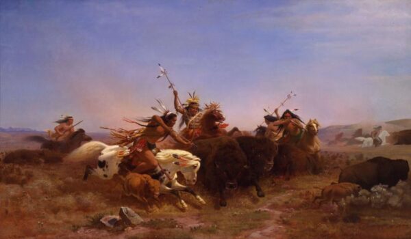 The Buffalo Hunt by Charles Wimar, hand-painted oil reproduction