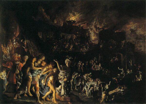 The Burning of Troy by Adam Elsheimer, hand-painted oil painting reproduction