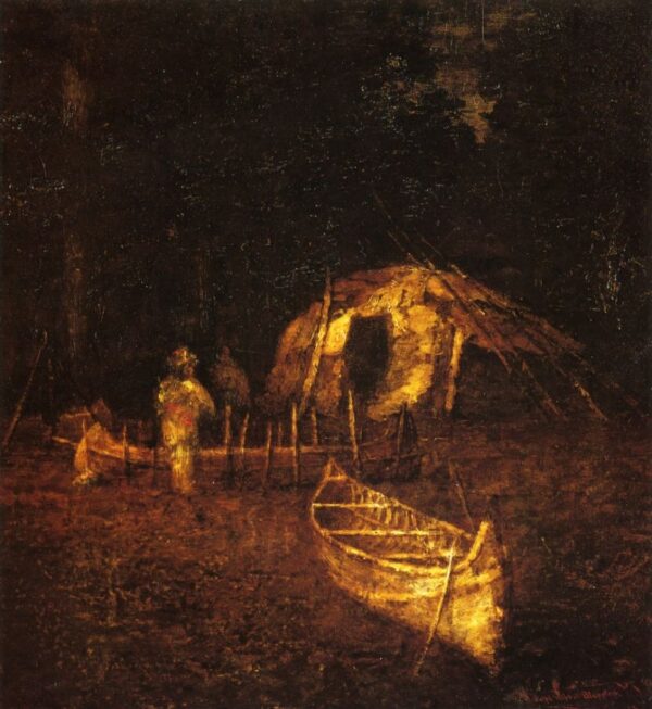 The Canoe Builders by Ralph Albert Blakelock, hand-painted oil painting reproduction