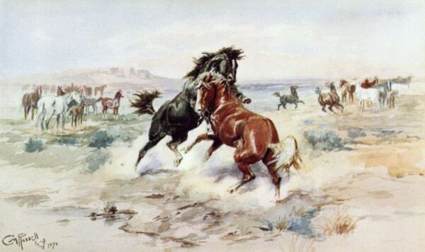 The Challenge No. 2 by Charles Marion Russell, hand-painted oil painting reproduction