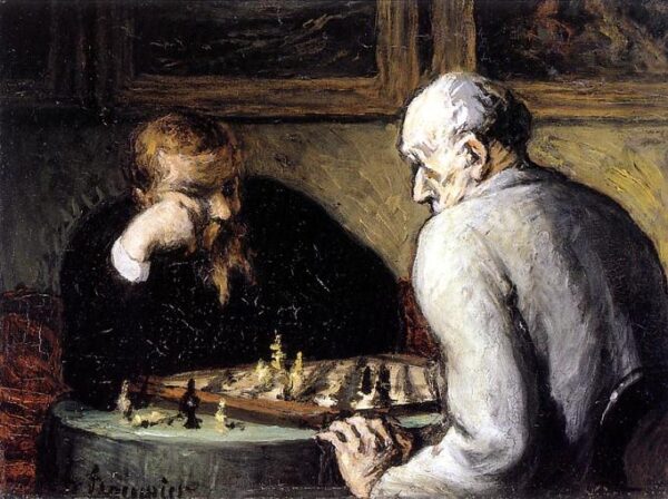 The Chess Players by Honoré Daumier, hand-painted oil painting reproduction