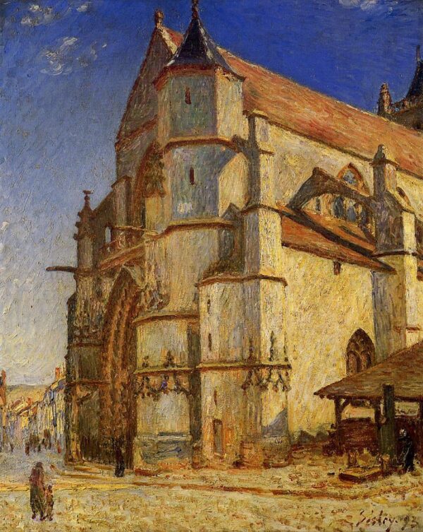 The Church at Moret in Morning Sun by Alfred Sisley, hand-painted oil painting reproduction