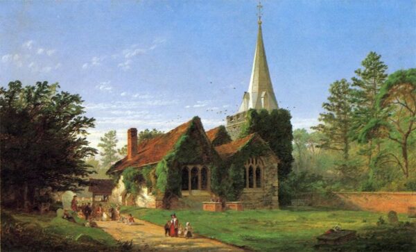 The Church at Stoke Poges by Jasper Francis Cropsey, hand-painted oil painting reproduction
