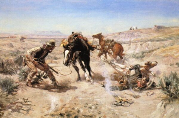 The Cinch Ring by Charles Marion Russell, hand-painted oil painting reproduction