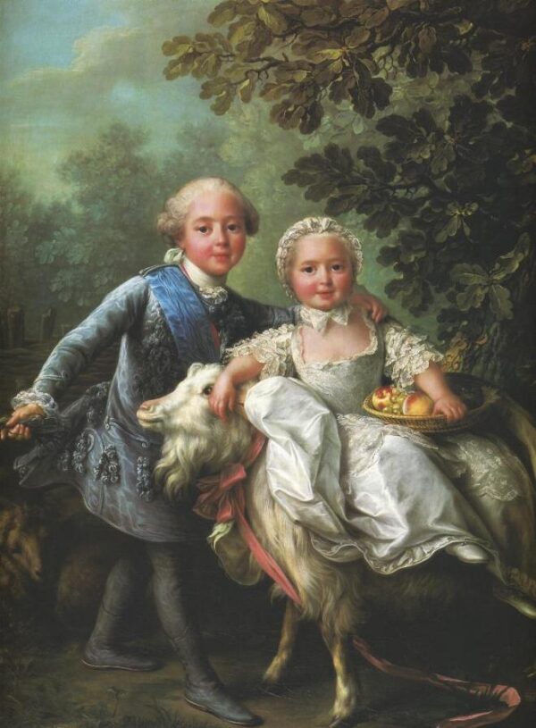 The Comte d’Artois and His Sister by François-Hubert Drouais, hand-painted oil painting reproduction
