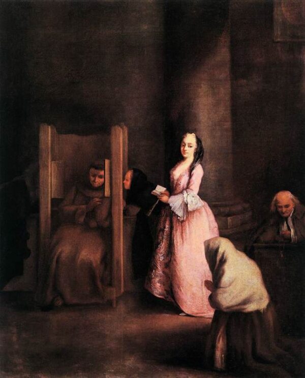 The Confession by Pietro Longhi, hand-painted oil painting reproduction