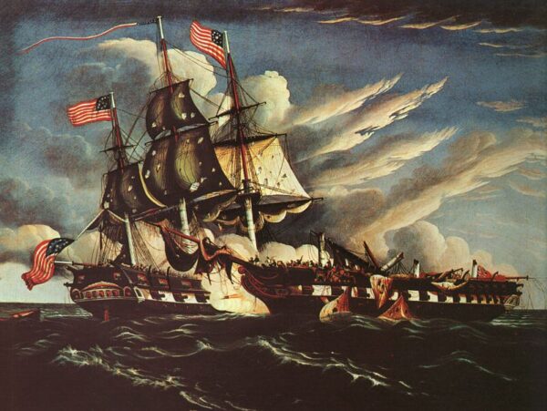 The Constitution and the Guerriere by Thomas Chambers, hand-painted oil painting reproduction