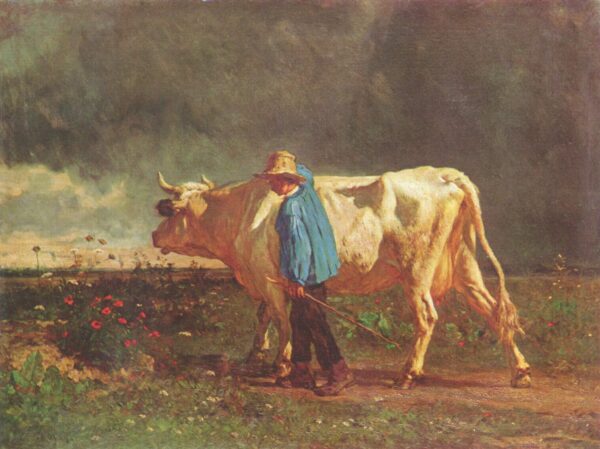 The Cowherd by Constant Troyon, hand-painted oil painting reproduction