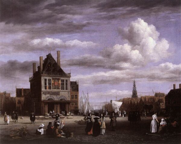 The Dam Square in Amsterdam by Jacob Isaackszoon van Ruisdael, hand-painted oil painting reproduction