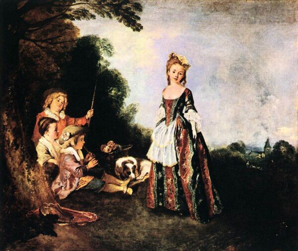 The Dance by Antoine Watteau, hand-painted oil painting reproduction