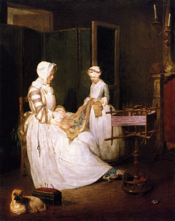 The Diligent Mother by Jean-Baptiste-Siméon Chardin, hand-painted oil painting reproduction