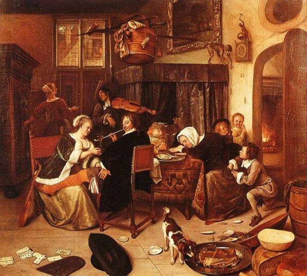 The Dissolute Household by Jan Steen, hand-painted oil painting reproduction
