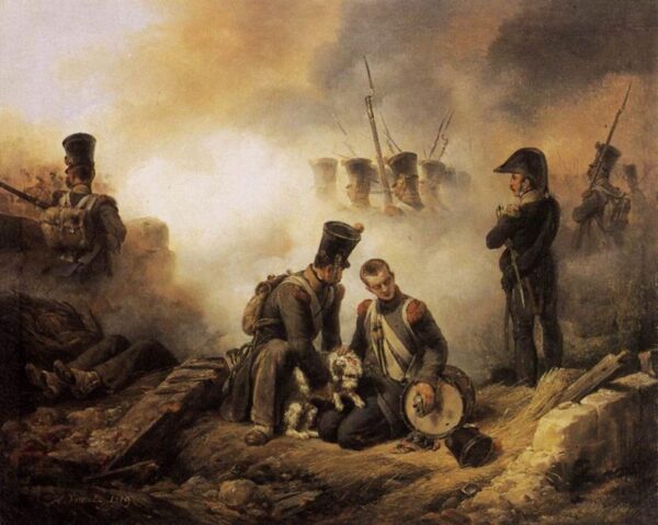 The Dog of the Regiment Wounded by Horace Vernet, hand-painted oil painting reproduction