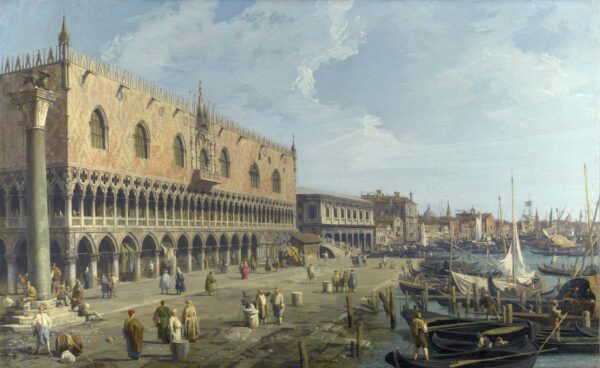 The Doge’s Palace and the riva degli schiavoni by Canaletto, hand-painted oil painting reproduction
