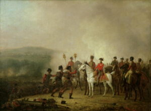 The Eagle Standards Taken at Waterloo Returned to Wellington 18th June 1815 by Mathieu Ignace van Bree, hand-painted oil painting reproduction