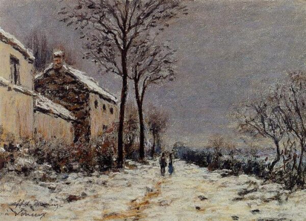The Effect of Snow at Veneux by Alfred Sisley, hand-painted oil painting reproduction