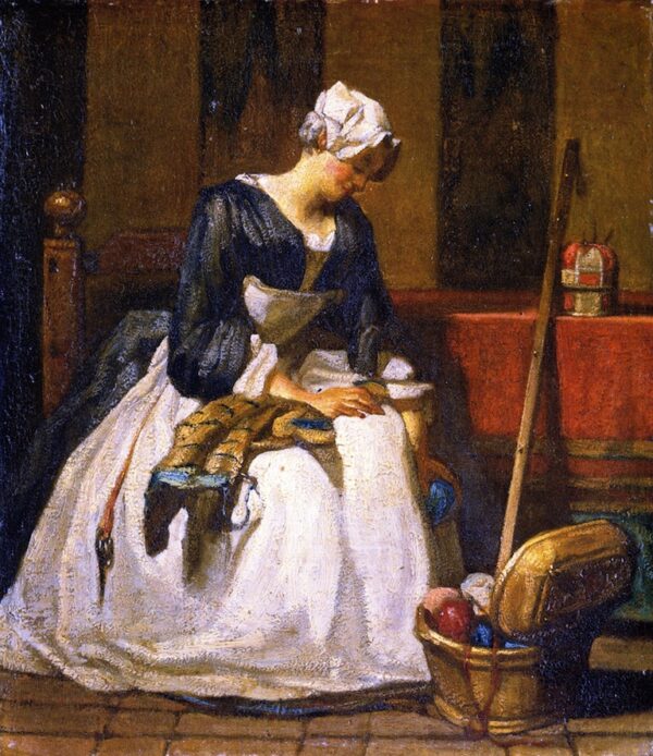 The Embroiderer by Jean-Baptiste-Siméon Chardin, hand-painted oil painting reproduction