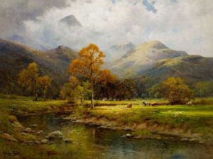 The English Lakes Autumn in Easedale by Alfred de Breanski Snr, hand-painted oil painting reproduction