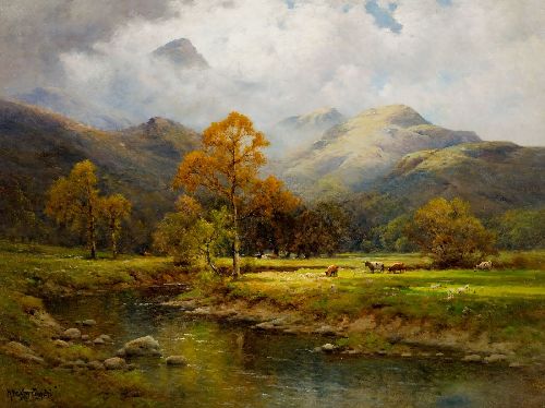The English Lakes Autumn in Easedale by Alfred de Breanski Snr, hand-painted oil reproduction