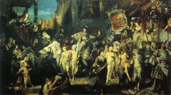 The Entry of Charles V into Antwerp by Hans Makart, hand-painted oil painting reproduction