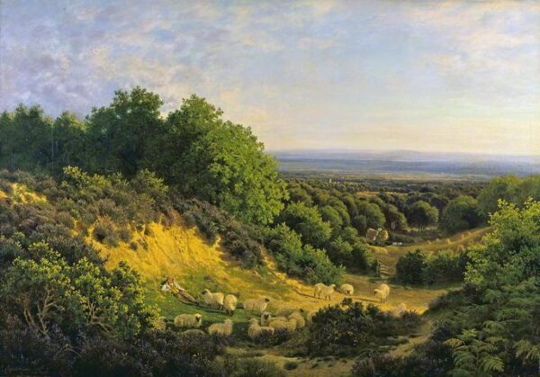 The Evening Sun – View on Ewhurst Hill near Guildford by John Clayton Adams, hand-painted oil painting reproduction