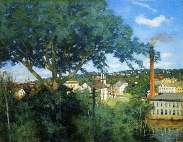 The Factory Village by Julian Alden Weir, hand-painted oil painting reproduction