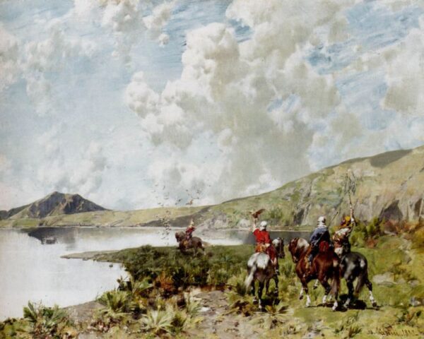 The Falconers by Alberto Pasini, hand-painted oil painting reproduction