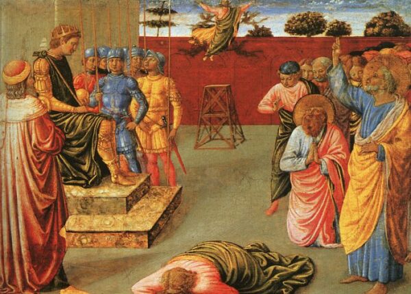 The Fall Of Simon Magus by Benozzo Gozzoli, hand-painted oil painting reproduction