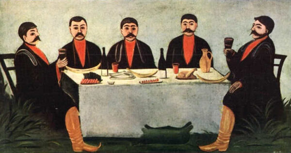 The Feast Of Five Princes by Niko Pirosmani, hand-painted oil painting reproduction