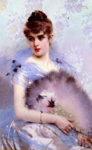 The Feathered Fan by Vittorio Corcos, hand-painted oil painting reproduction