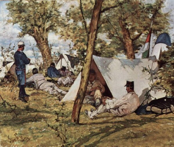 The Field Camp by Giovanni Fattori, hand-painted oil painting reproduction