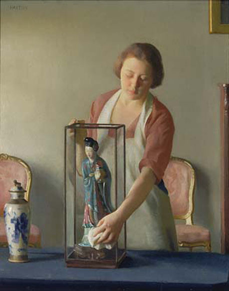 The Figurine by William McGregor Paxton, hand-painted oil reproduction