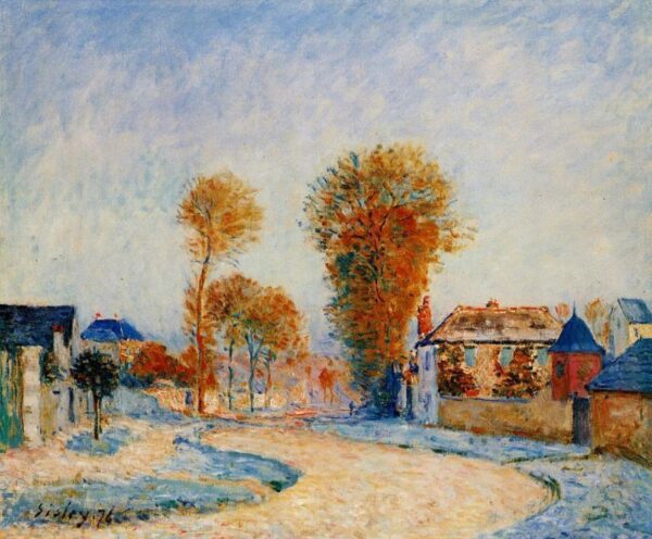 The First Hoarfrost by Alfred Sisley, hand-painted oil painting reproduction