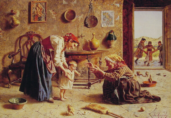 The First Step by Eugenio Zampighi, hand-painted oil painting reproduction