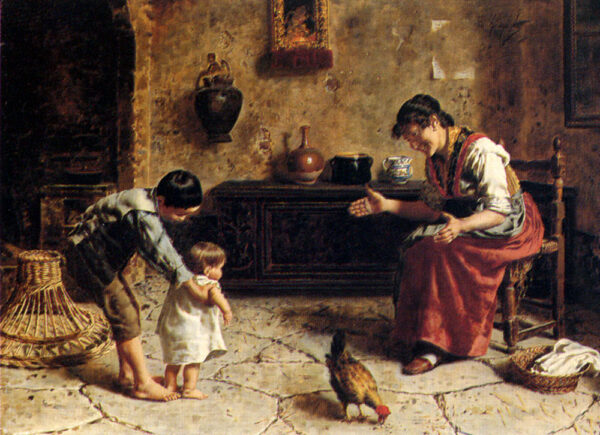 The First Steps by Eugenio Zampighi, hand-painted oil painting reproduction