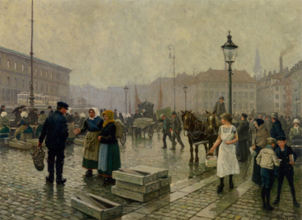 The Fish Market at Gammelstrand Copenhagen by Paul Gustave Fischer, hand-painted oil painting reproduction
