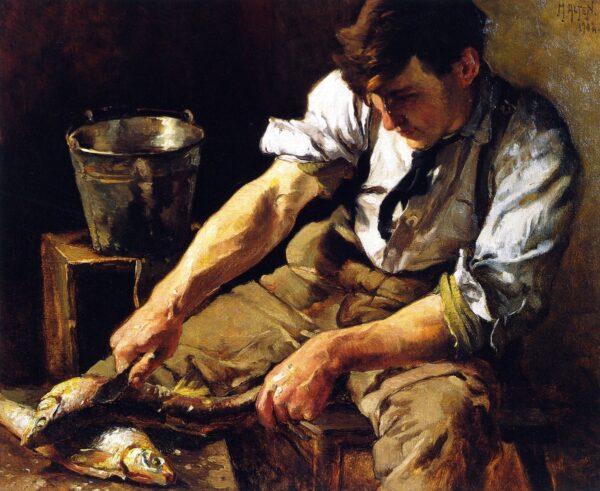 The Fish Scaler by Mathias J Alten, hand-painted oil painting reproduction
